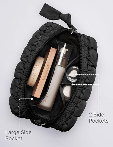 Quilted Travel Duffle Bag Puffer Weekender Bag & Quilted Makeup Bag Puffy Cosmetic Bag Cute for Women Girls in Saudi Arabia