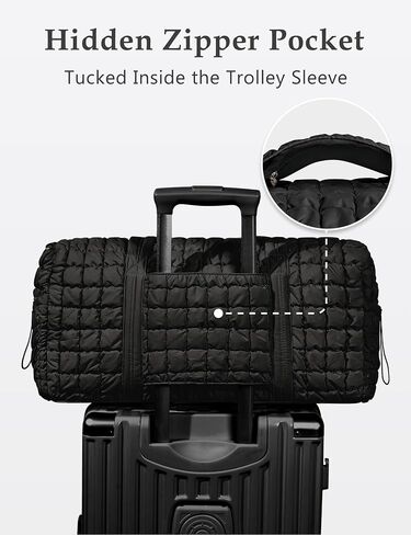 Quilted Travel Duffle Bag Puffer Weekender Bag & Quilted Makeup Bag Puffy Cosmetic Bag Cute for Women Girls in Saudi Arabia