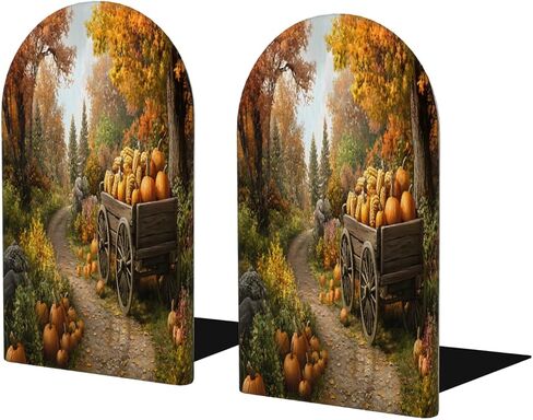 (2 PCS/1 Pairs) Wood Bookends, Maple Pumpkin Corn Harvest Decorative Wood Bookends for Shelves Kids Room Desk Home Office Book Stoppers for Holiding Books 5x3 Inch in Saudi Arabia