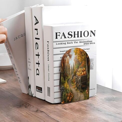 (2 PCS/1 Pairs) Wood Bookends, Maple Pumpkin Corn Harvest Decorative Wood Bookends for Shelves Kids Room Desk Home Office Book Stoppers for Holiding Books 5x3 Inch in Saudi Arabia