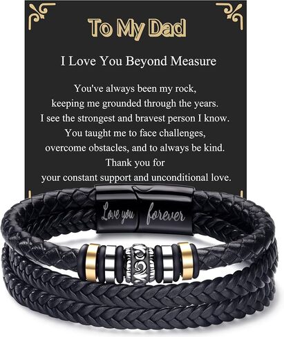 BMMYE Graduation Bracelets Gift for Men Cool Leather Men's Bracelets with Love You Forever Ideas Black Bracelet with Clasp Meaningful Bracelet Gift for Him Christmas Anniversary Birthday Gifts for Him in Saudi Arabia