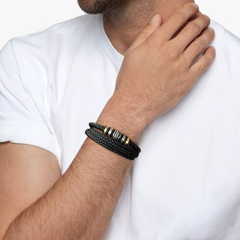 BMMYE Graduation Bracelets Gift for Men Cool Leather Men's Bracelets with Love You Forever Ideas Black Bracelet with Clasp Meaningful Bracelet Gift for Him Christmas Anniversary Birthday Gifts for Him in Saudi Arabia
