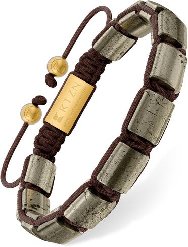 RTZN® Pyrite Bracelet for Men – Premium Artisan Handcrafted Authentic Pyrite Stone Bracelet – Adjustable 8.5mm Men Beaded Bracelet – Symbol of Strength, Good Luck & Ambition in Saudi Arabia