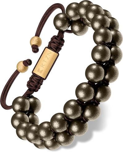 RTZN® Pyrite Bracelet for Men – Premium Artisan Handcrafted Authentic Pyrite Stone Bracelet – Adjustable 8.5mm Men Beaded Bracelet – Symbol of Strength, Good Luck & Ambition in Saudi Arabia