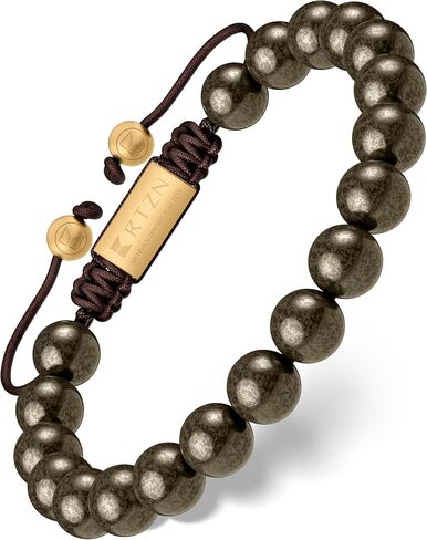 RTZN® Pyrite Bracelet for Men – Premium Artisan Handcrafted Authentic Pyrite Stone Bracelet – Adjustable 8.5mm Men Beaded Bracelet – Symbol of Strength, Good Luck & Ambition in Saudi Arabia