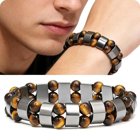 Tiger Eye & Hematite Bracelet for Men & Women – Double Strength Natural Stone Protection Bracelet – Anniversary, Birthday, Mother’s Day & Father’s Day Gift in Saudi Arabia