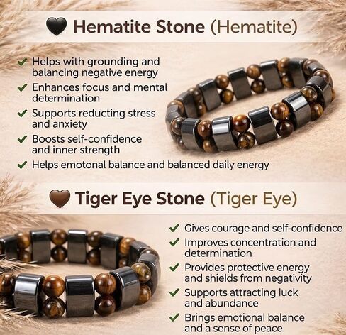 Tiger Eye & Hematite Bracelet for Men & Women – Double Strength Natural Stone Protection Bracelet – Anniversary, Birthday, Mother’s Day & Father’s Day Gift in Saudi Arabia