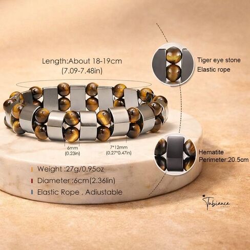 Tiger Eye & Hematite Bracelet for Men & Women – Double Strength Natural Stone Protection Bracelet – Anniversary, Birthday, Mother’s Day & Father’s Day Gift in Saudi Arabia