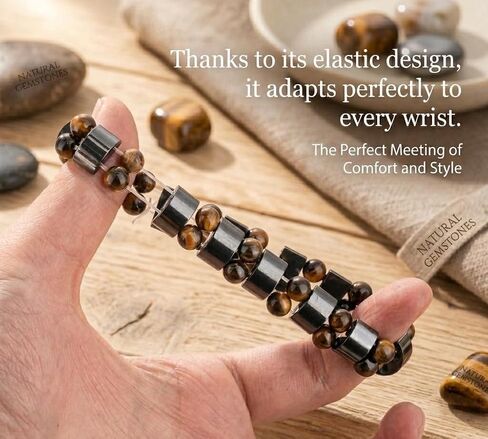 Tiger Eye & Hematite Bracelet for Men & Women – Double Strength Natural Stone Protection Bracelet – Anniversary, Birthday, Mother’s Day & Father’s Day Gift in Saudi Arabia