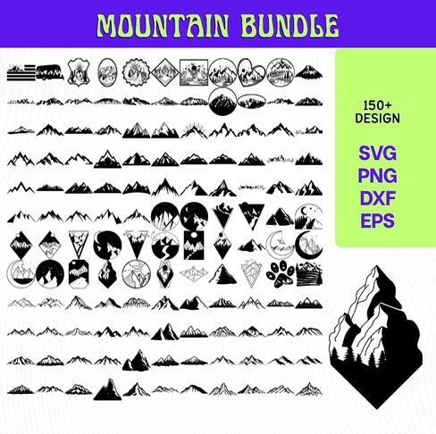 Mountain Bundle 150+ Design | Dxf Eps SVG Png Pdf Printable File Format | Instant Digital Download | Home Decor Camping Abstract Hill Frame Apparel Print Wall Art Vector 0040 in Kuwait