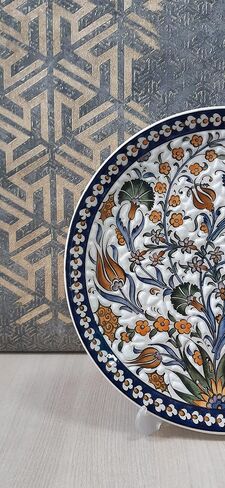 Handmade Ceramic Wall Plate, 30 cm (11.8 inches) Turkish Nicaea Ceramic Plate 30 cm in Diameter in Saudi Arabia