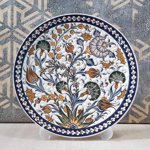 Handmade Ceramic Wall Plate, 30 cm (11.8 inches) Turkish Nicaea Ceramic Plate 30 cm in Diameter in Saudi Arabia