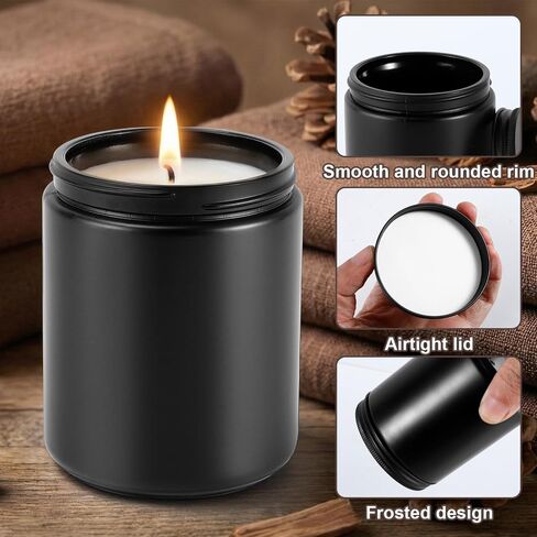 20 Pack Glass Candle Jars with Lids, 8oz Matte Black Thick Candle Vessels, Empty Black Candles Jar Bulk for Candles Making DIY, Refillable Glass Jars with 20 Warming Labels & Tubes in Saudi Arabia