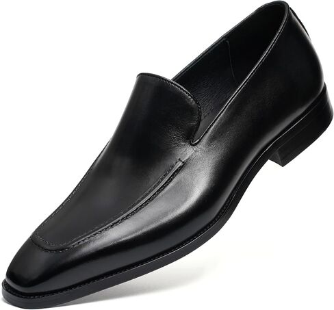 Mens Genuine Leather Slip-On Loafers Business Casual Horseshoe Heel Height-Enhancing Shoes Hand-Dyed with Non-Slip Rubber Sole in Saudi Arabia