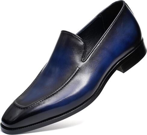 Mens Genuine Leather Slip-On Loafers Business Casual Horseshoe Heel Height-Enhancing Shoes Hand-Dyed with Non-Slip Rubber Sole in Saudi Arabia
