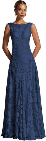 Floral Bridesmaid Dresses for Women Lace Appliques A Line Jacquard Chiffon Long Formal Maxi Dress in Kuwait