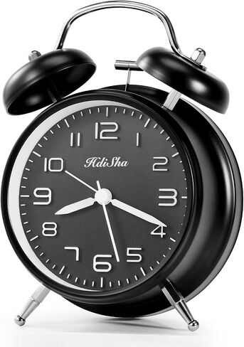 Loud Alarm Clock for Heavy Sleepers, 6 inch Battery Operated Twin Bell Alarm Clock with Night Light, Silent Non Ticking Analog Small Clock Decor for Bedroom, Bedside, Living Room in Saudi Arabia