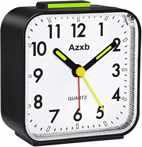 Analog Alarm Clock, Silent No Ticking Battery Operated Travel Alarm Clock with Night Light, Snooze, Loud Alarm, Luminous, Quiet Small Desk Clock for Bedrooms Deep Sleeper Adults Kids, Easy Set in Kuwait