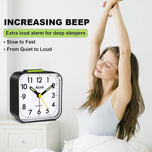 Analog Alarm Clock, Silent No Ticking Battery Operated Travel Alarm Clock with Night Light, Snooze, Loud Alarm, Luminous, Quiet Small Desk Clock for Bedrooms Deep Sleeper Adults Kids, Easy Set in Kuwait