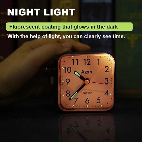 Analog Alarm Clock, Silent No Ticking Battery Operated Travel Alarm Clock with Night Light, Snooze, Loud Alarm, Luminous, Quiet Small Desk Clock for Bedrooms Deep Sleeper Adults Kids, Easy Set in Kuwait