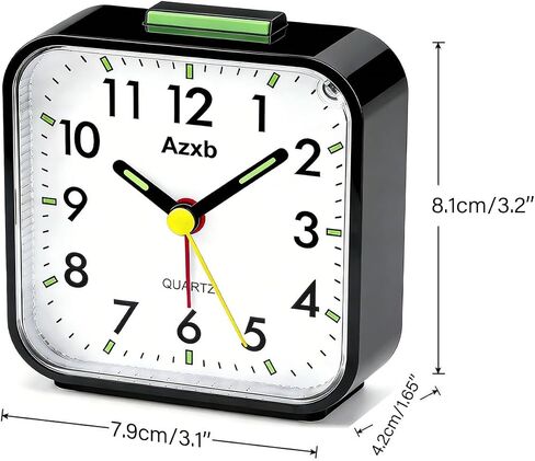 Analog Alarm Clock, Silent No Ticking Battery Operated Travel Alarm Clock with Night Light, Snooze, Loud Alarm, Luminous, Quiet Small Desk Clock for Bedrooms Deep Sleeper Adults Kids, Easy Set in Kuwait