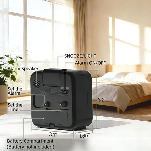 Analog Alarm Clock, Silent No Ticking Battery Operated Travel Alarm Clock with Night Light, Snooze, Loud Alarm, Luminous, Quiet Small Desk Clock for Bedrooms Deep Sleeper Adults Kids, Easy Set in Kuwait