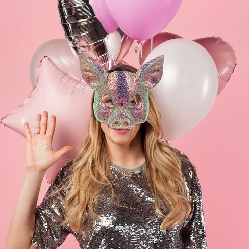 PRETYZOOM Sequin Pig Mask, 1.02 oz Lightweight & Breathable Masquerade Party Mask for Photobooth Props, Cosplay Events & Themed Parties in Kuwait