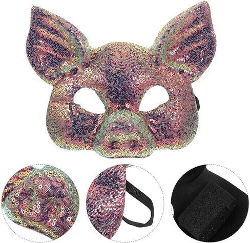 PRETYZOOM Sequin Pig Mask, 1.02 oz Lightweight & Breathable Masquerade Party Mask for Photobooth Props, Cosplay Events & Themed Parties in Kuwait