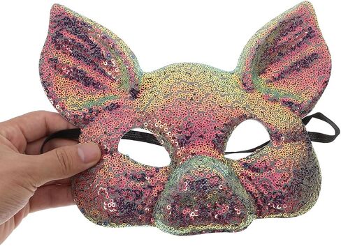 PRETYZOOM Sequin Pig Mask, 1.02 oz Lightweight & Breathable Masquerade Party Mask for Photobooth Props, Cosplay Events & Themed Parties in Kuwait