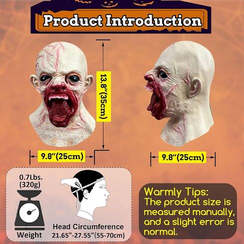 Scary Wounded Face Big Mouth Mask, Horror Zombie Monster Head Masks for Halloween Cosplay Decor Party Props in Saudi Arabia