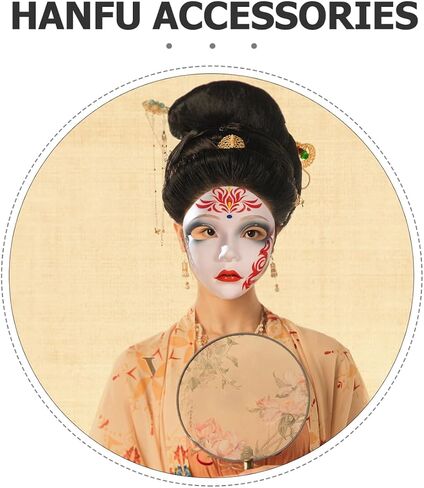 Ipetboom قناع الوجه الكامل Hanfu القديم المرسوم يدويًا - النمط الصيني البلاستيك Hanfu Cosplay ملحق للنساء التقليدية الجمال كرنفال حفلة تنكرية أداء المرحلة in Kuwait
