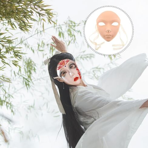 Ipetboom قناع الوجه الكامل Hanfu القديم المرسوم يدويًا - النمط الصيني البلاستيك Hanfu Cosplay ملحق للنساء التقليدية الجمال كرنفال حفلة تنكرية أداء المرحلة in Kuwait