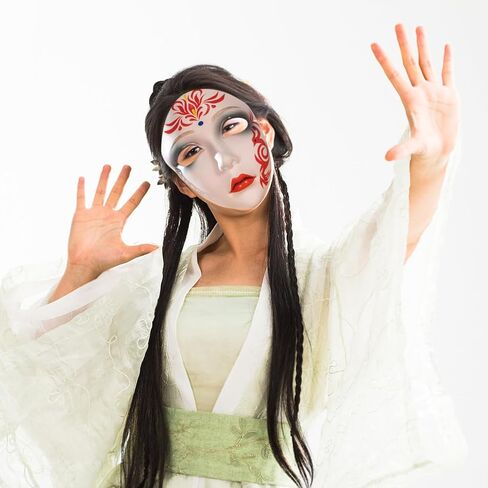 Ipetboom قناع الوجه الكامل Hanfu القديم المرسوم يدويًا - النمط الصيني البلاستيك Hanfu Cosplay ملحق للنساء التقليدية الجمال كرنفال حفلة تنكرية أداء المرحلة in Kuwait