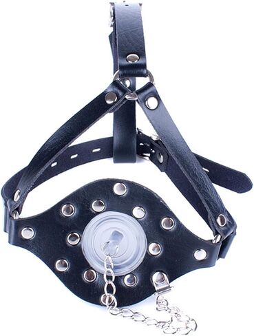 Black Leather Mask Y-shape Design Head Harness - Adjustable Headgear for Cosplay Trendy Gothic Outfit Accessory, Perfect for Halloween Parties or Role Play Events in Kuwait