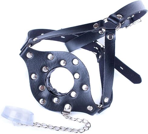 Black Leather Mask Y-shape Design Head Harness - Adjustable Headgear for Cosplay Trendy Gothic Outfit Accessory, Perfect for Halloween Parties or Role Play Events in Kuwait