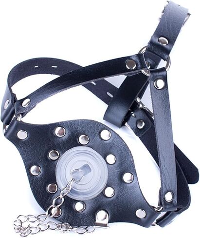 Black Leather Mask Y-shape Design Head Harness - Adjustable Headgear for Cosplay Trendy Gothic Outfit Accessory, Perfect for Halloween Parties or Role Play Events in Kuwait