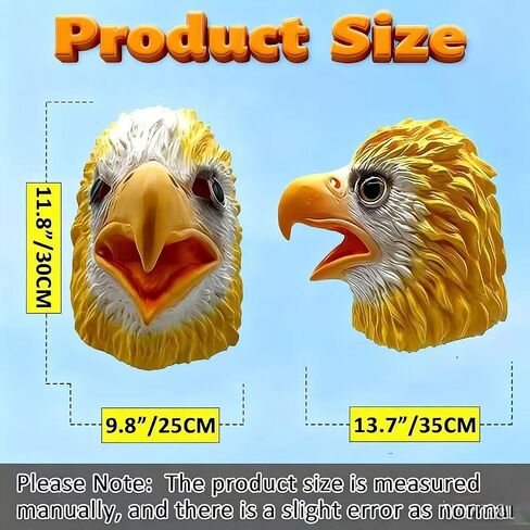 Eagle Mask for Adults，Animal Latex Mask Halloween Carnival Costume party fancy dress - White Yellow in Kuwait