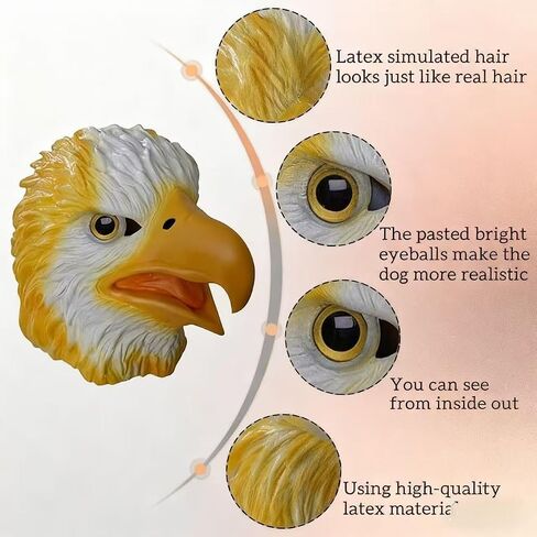 Eagle Mask for Adults，Animal Latex Mask Halloween Carnival Costume party fancy dress - White Yellow in Kuwait