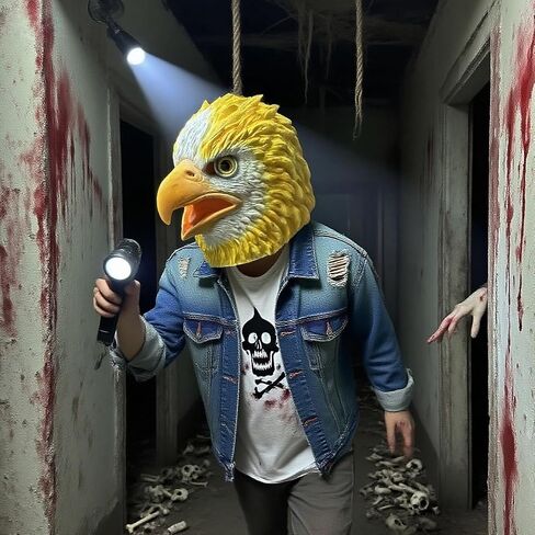 Eagle Mask for Adults，Animal Latex Mask Halloween Carnival Costume party fancy dress - White Yellow in Kuwait