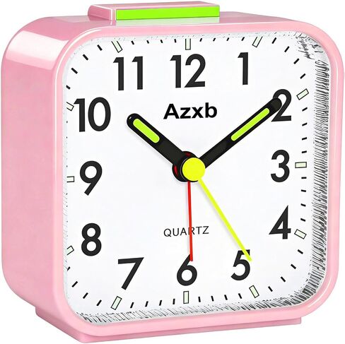 Analog Alarm Clock, Silent No Ticking Battery Operated Travel Alarm Clock with Night Light, Snooze, Loud Alarm, Luminous, Quiet Small Desk Clock for Bedrooms Deep Sleeper Adults Kids, Easy Set in Kuwait