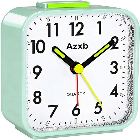 Analog Alarm Clock, Silent No Ticking Battery Operated Travel Alarm Clock with Night Light, Snooze, Loud Alarm, Luminous, Quiet Small Desk Clock for Bedrooms Deep Sleeper Adults Kids, Easy Set in Kuwait