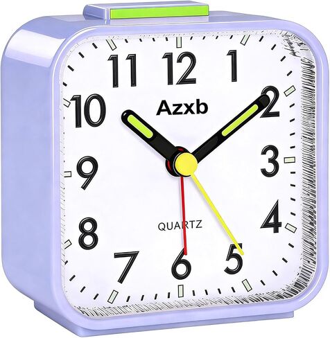 Analog Alarm Clock, Silent No Ticking Battery Operated Travel Alarm Clock with Night Light, Snooze, Loud Alarm, Luminous, Quiet Small Desk Clock for Bedrooms Deep Sleeper Adults Kids, Easy Set in Kuwait