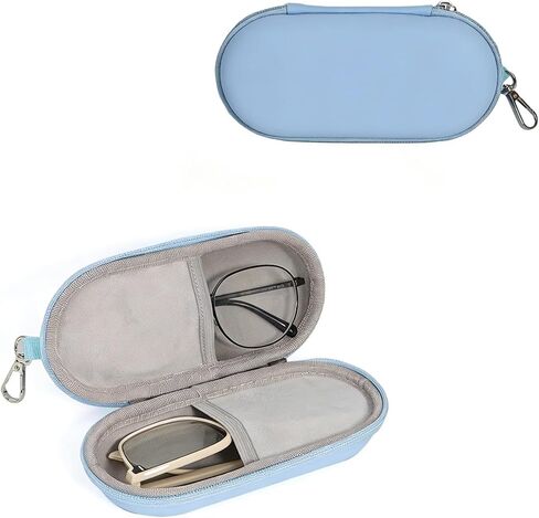 Dual Glasses Case PU Hard Shell Multiple Eyewear Storage Box Shockproof Portable Travel Double Sunglasses Glasses Organizer for Men Women (Blue) in Saudi Arabia