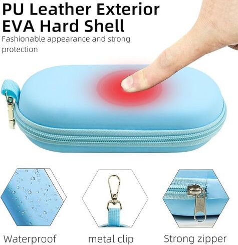 Dual Glasses Case PU Hard Shell Multiple Eyewear Storage Box Shockproof Portable Travel Double Sunglasses Glasses Organizer for Men Women (Blue) in Saudi Arabia