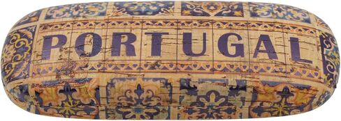 Portuguese Cork Eyeglass Case with Cleaning Cloth – Hard Shell Glasses Holder with Portugal Azulejo Tile Design, Lightweight Travel Accessory in Saudi Arabia