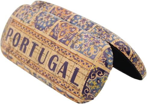 Portuguese Cork Eyeglass Case with Cleaning Cloth – Hard Shell Glasses Holder with Portugal Azulejo Tile Design, Lightweight Travel Accessory in Saudi Arabia