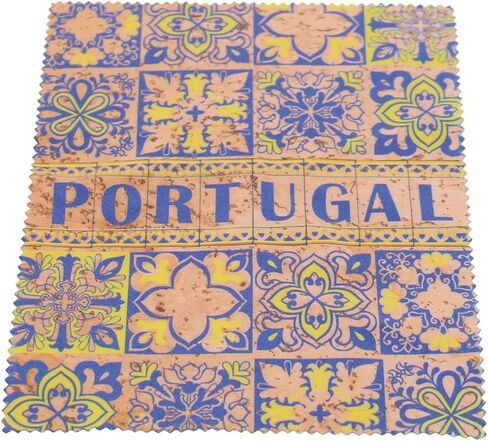 Portuguese Cork Eyeglass Case with Cleaning Cloth – Hard Shell Glasses Holder with Portugal Azulejo Tile Design, Lightweight Travel Accessory in Saudi Arabia