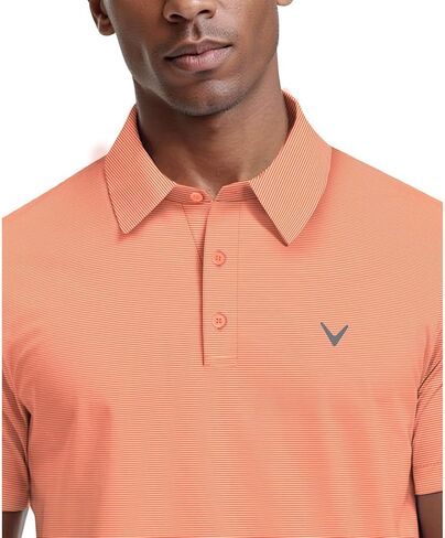 Callaway Opti-Dri Performance Golf Polos for Men, Mens Polo Shirts Short Sleeve with Moisture-Wicking Technology, Golf Tees - Coral X-Large in Kuwait