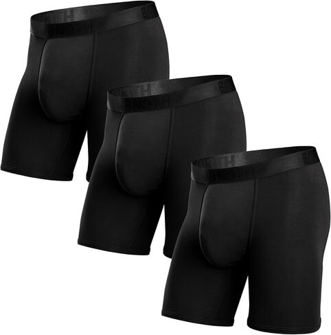 BN3TH Men's Classic Icon Boxer Briefs with 3-D Pouch - Breathable, Anti-Chafing, Ultra-soft, Sustainable, Premium Athletic Underwear, No-Roll Waistband, 3 pk, 6.5" inseam (Black, Large) in Kuwait