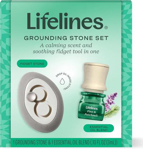 Lifelines Scent-Infused Grounding Stone & Oil Blend - Portable Fidgets for Tweens, Teens & Adults with Essential Oil Blend & Diffusion Stones for Sensory Immersion - Calming Waterless Passive Diffuser in Saudi Arabia